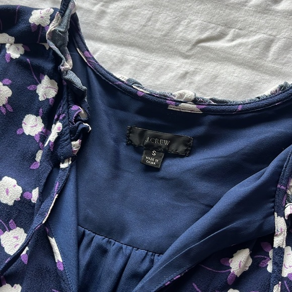 J. Crew Tie Neck Tiered Dress in Scattered Peony - Picture 7 of 11